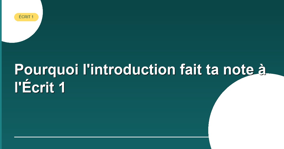 Introduction Écrit 1 CAPEPS